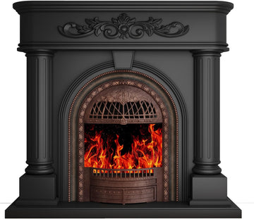 Electric Fireplace with Mantel, Solid Wood 51Inch Black TV Stand with Fireplace for Living Room, Vintage Style