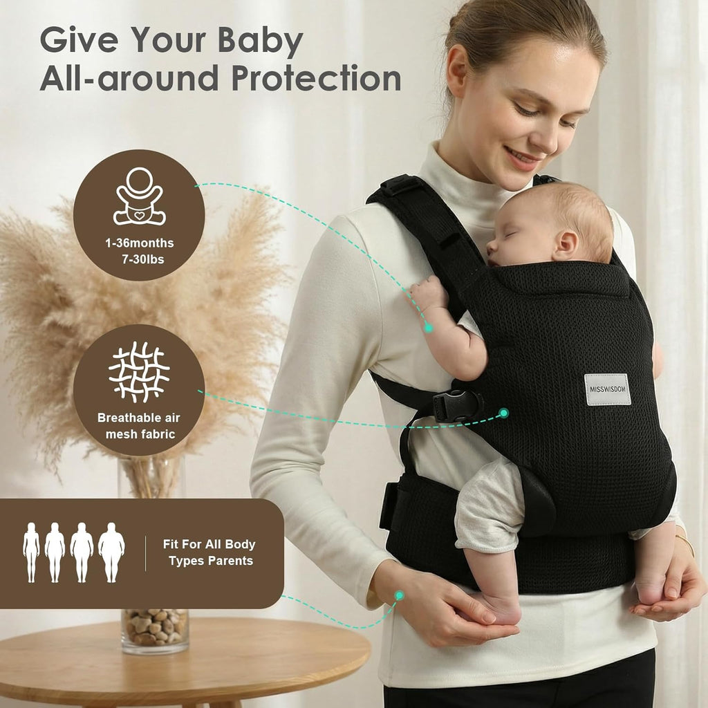 Carrier Newborn to Toddler, Easy Adjustable Toddler Carrier for 7-30lbs, Baby Holder Wrap Carrier, Breathable Mesh