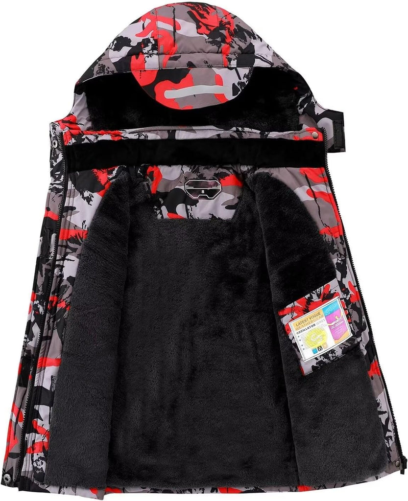 Boy's Waterproof Ski Jacket Warm Winter Snow Coat Kids Fleece Snowboarding Jackets Thick Hooded Windproof Coats
