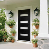 Fiberglass Exterior Door 36" x 80" with Frosted Glass and Brickmould, Left-Hand Inswing Front Door, Black Finish