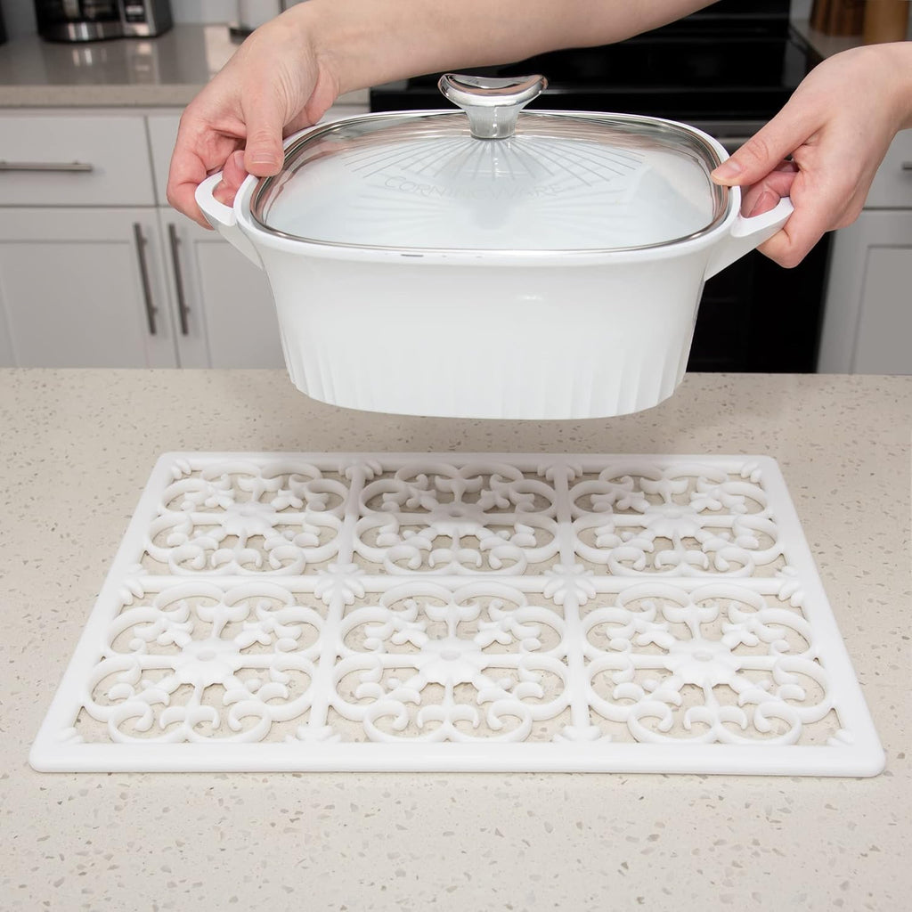 Extra Large, Thick, Silicone Trivet for Hot Dishes, Pots, and Pans, Heat Resistant Mat for Countertop, Hot Pad, Easy