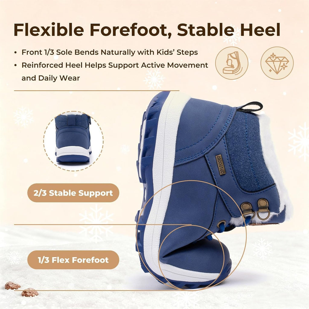 Boys Girls Snow Boots, Water Resistant Kids Winter Hiking Boots
