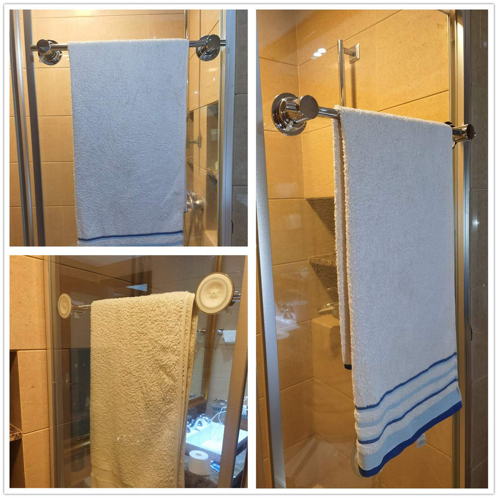 24 inch Suction Cup Towel Bar, Shower Towel Racks, Chrome