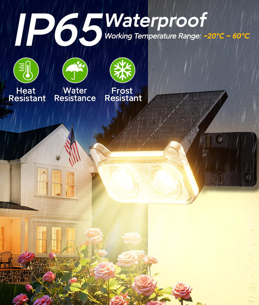 Solar Lights Outdoor Waterproof IP65, 6 Pack Solar Spot Lights Outdoor with 14 Big LEDs, 2-in-1 Wall Lights & 2 Modes