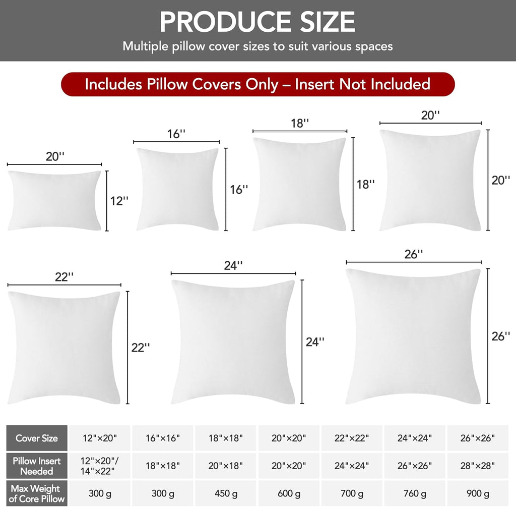 Deconovo Throw Pillow Covers 18 x 18 Inch Set of 4, Covers Only No Insert, Faux Linen Decorative Square Pillowcases