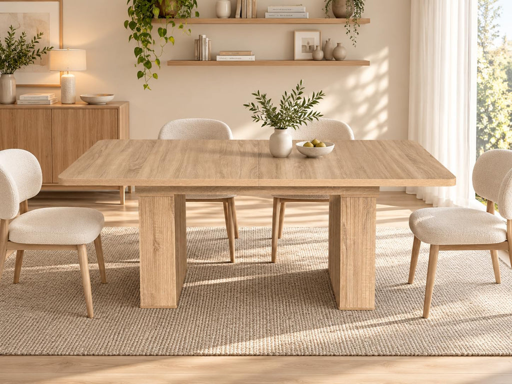 63-78" Modern Farmhouse Extendable Dining Table for 4 6 8, Oak