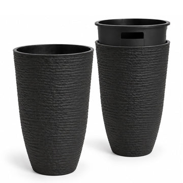 21" Tall Plant Pots, Large Black Planters for Indoor Outdoor Set of 2