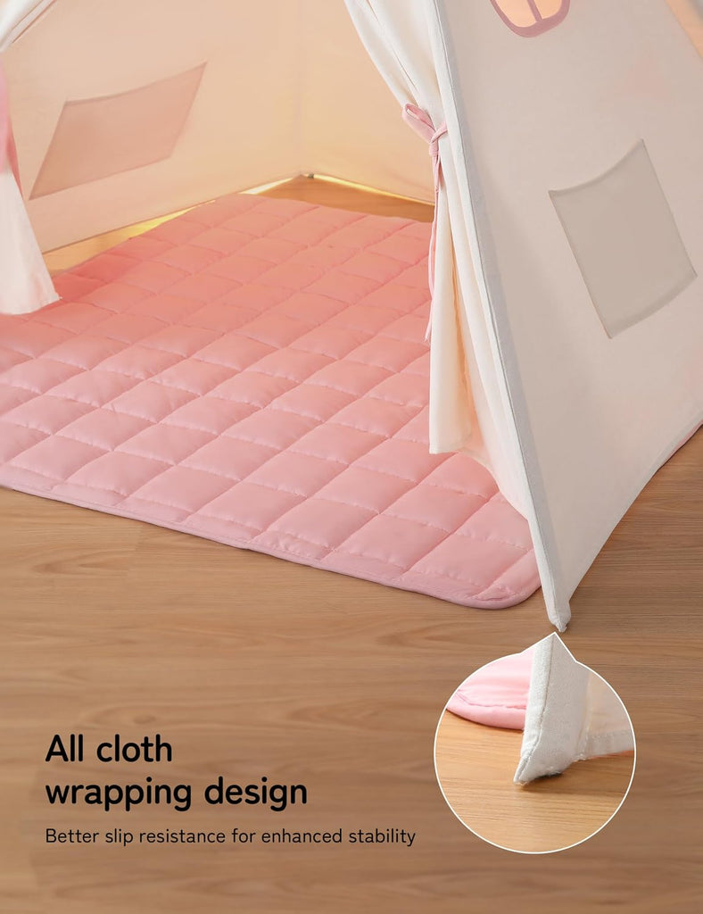 Teepee Tent for Kids, Cotton Play Tent with LED Lights