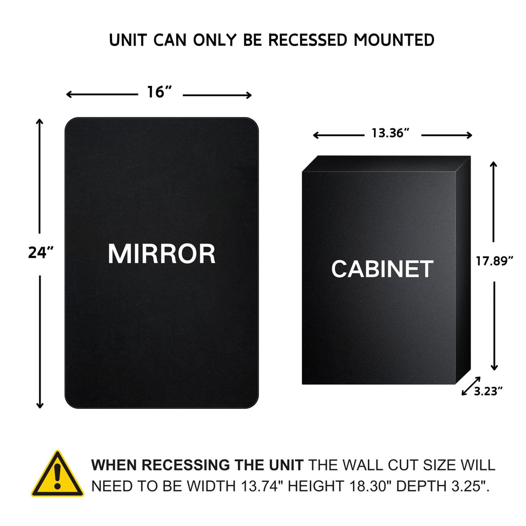 16x24 Brushed Nickel Recessed Bevel Mirrored Bathroom Medicine Cabinet