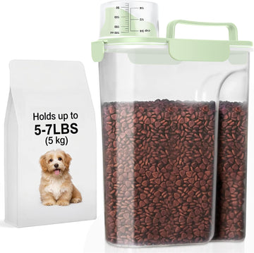 5-7Lbs Airtight Dog Cat Pet Food Storage Container-Light Green