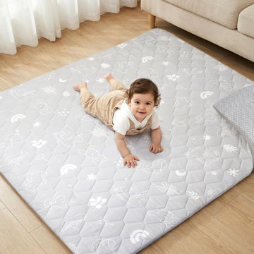 Baby Play Mat for Floor 59×71in, Quilted 1.6in Extra Thick Crawling Mat for Toddlers, Non-Slip Kids Play Mat