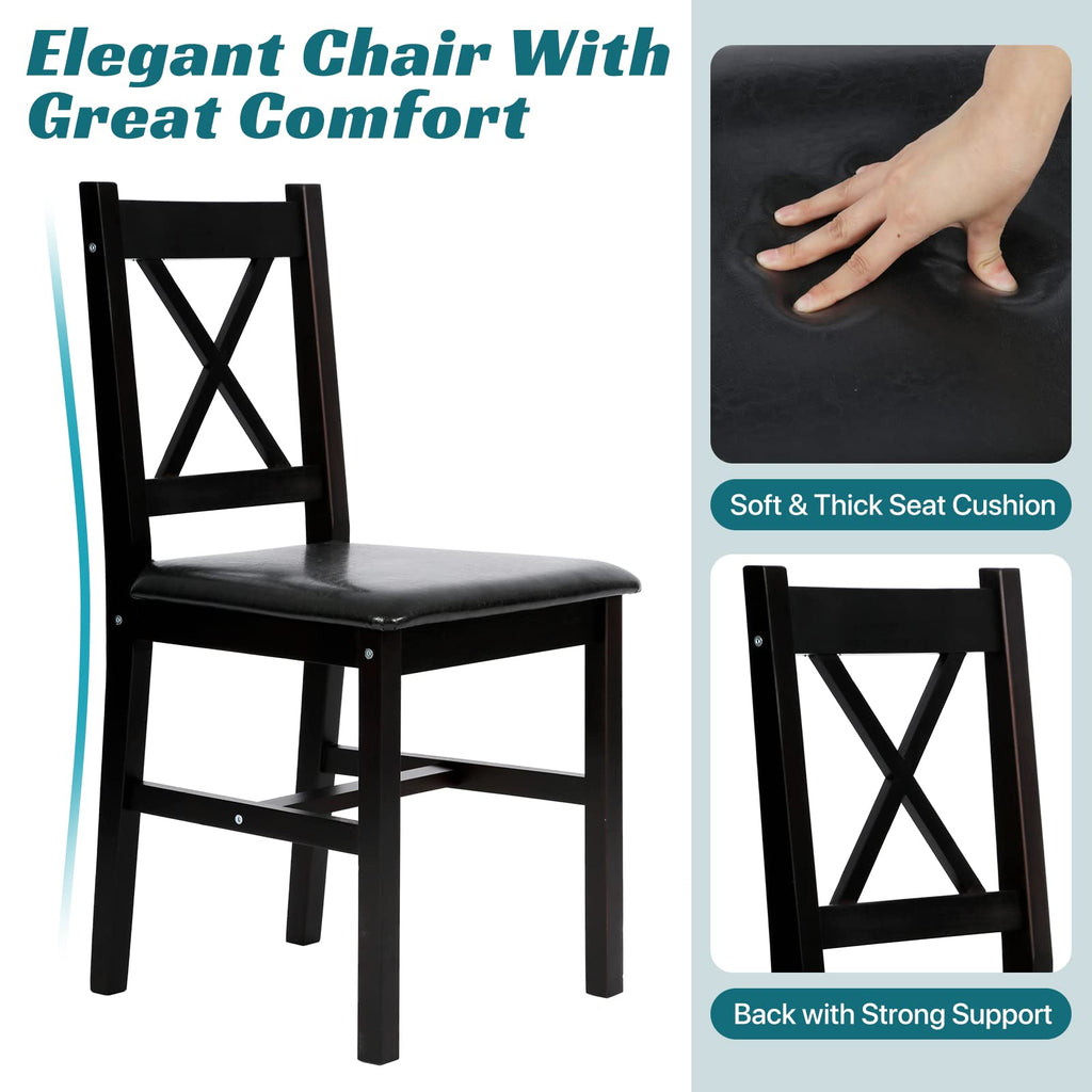Dining Table Set for Small Space, 3 Peices Wood Kitchen Dinette Table with 2 Chairs, Modern Counter Height Dining