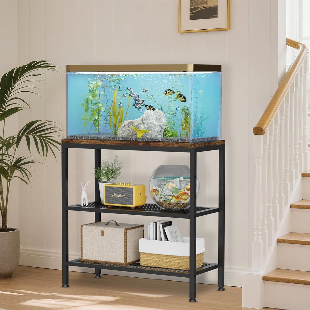 20-29 Gallon Fish Tank Stand, 3-Tier Adjustable Large Aquarium Stand, Metal Reptile Breeder Turtle Terrarium Rack