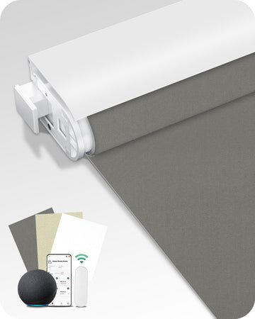 Motorized Blinds No Drill Automatic Roller Shades with Remote | Rental-Friendly & Easy Install Smart Electric