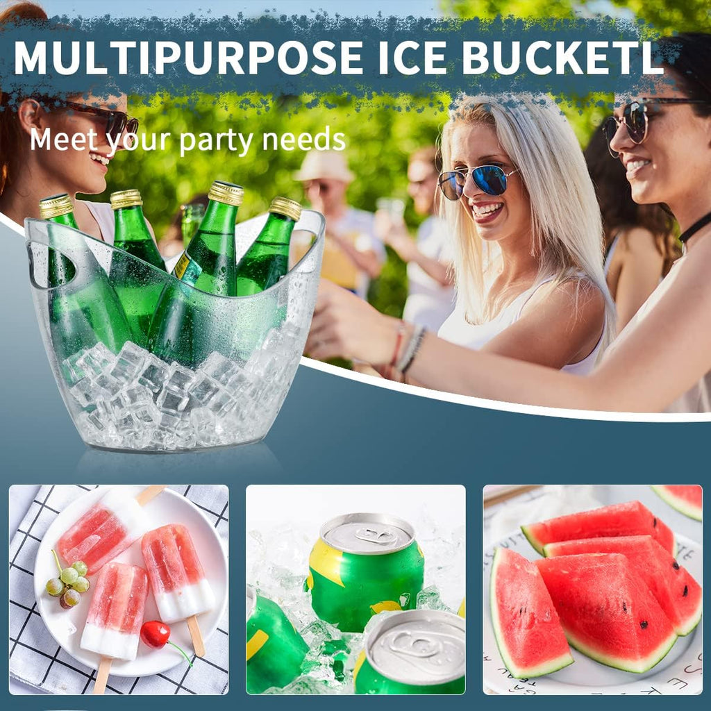 Ice Bucket for Parties or Bar, 3.5 Liter Clear Plastic Drink Tub
