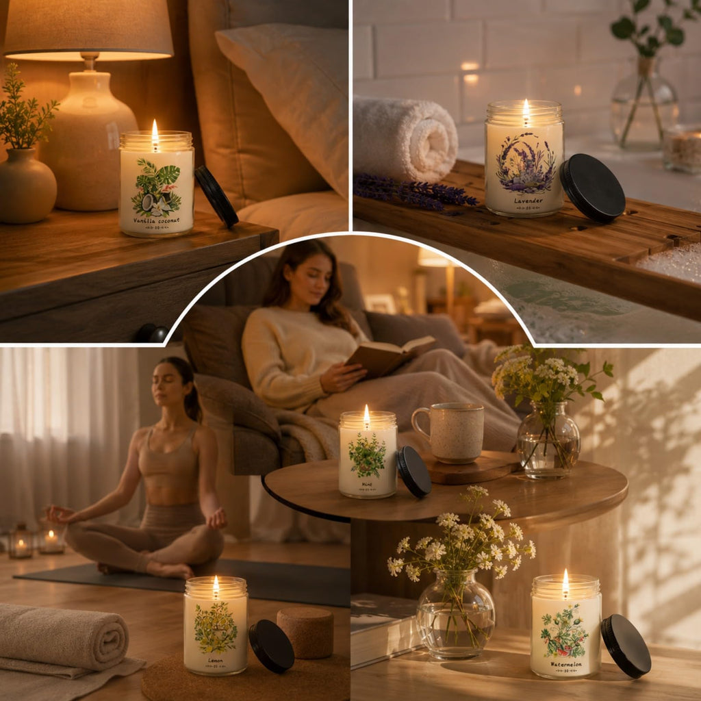 6-Pack Scented Soy Candles, 37.8 oz Gift Set for Women