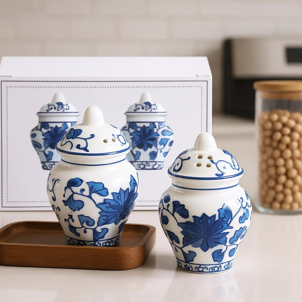Chinoiserie Mini Ginger Jar Salt and Pepper Shakers Set - Set of 2