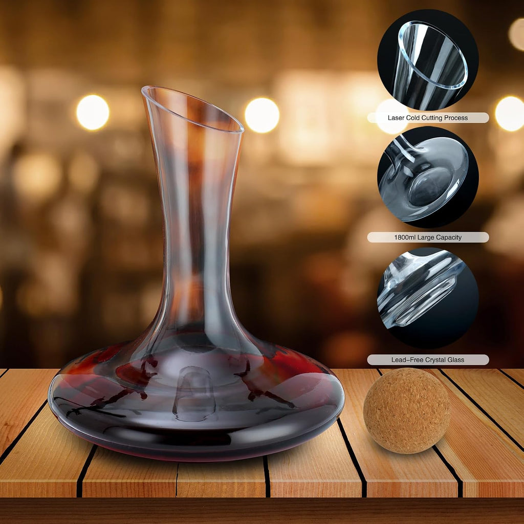 Wine Decanters, Crystal Glass Red Wine Decanter Set With Stopper and Brush,Used Aerator,Glass Carafe