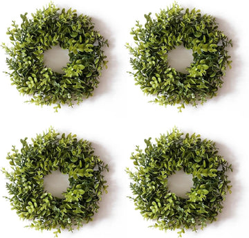 30in Artificial Boxwood Wreath for Front Door, All Season (Green, 10 in)