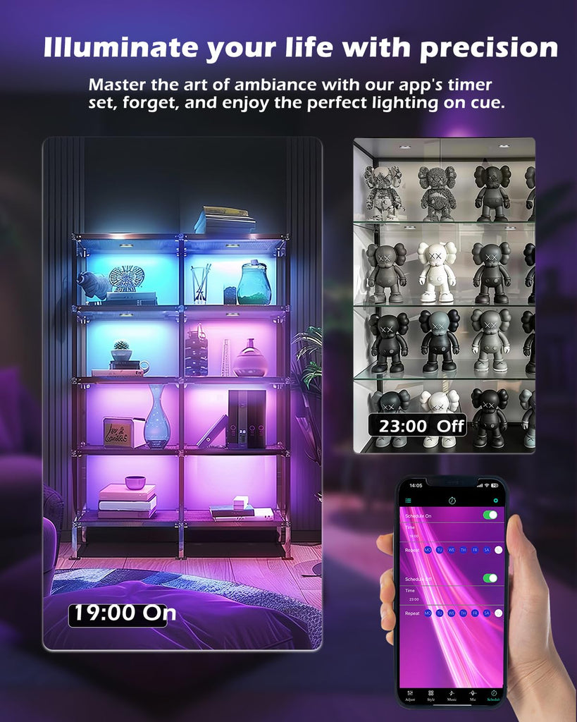 Smart RGB Puck Lights, 6-Pack 12V Wired Display & Shelf LED Kit