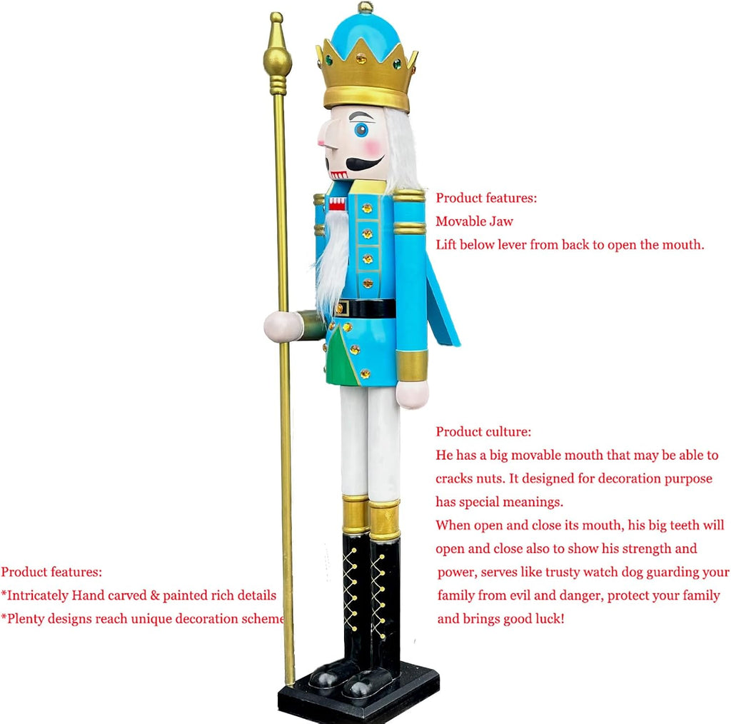 5FT Wooden Christmas Nutcracker King (5 feet, King Pastel Blue BK17)