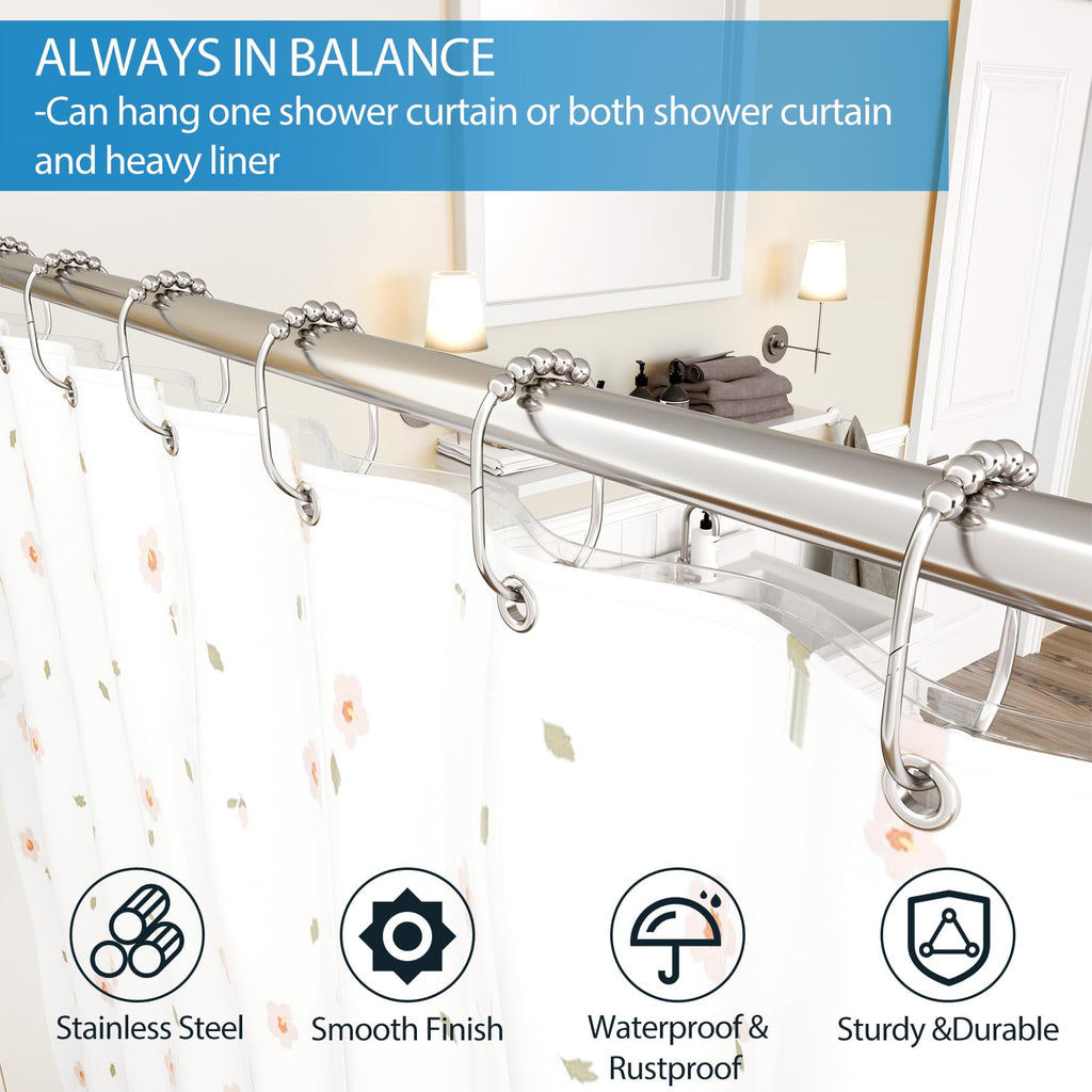 Shower Curtain Hooks, Decorative Rust Proof Shower Curtain Rings