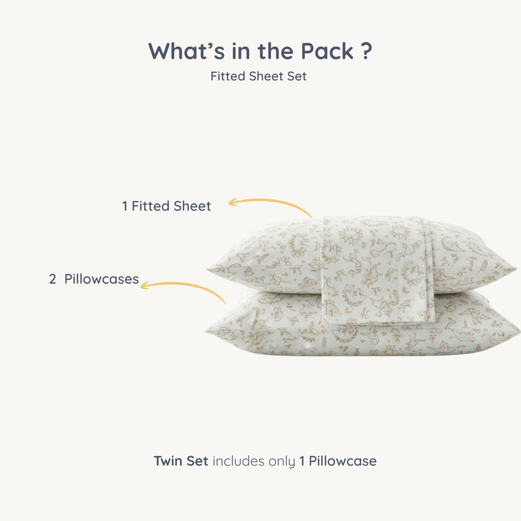 Queen Fitted Sheet Set GOTS Certified Organic Cotton Fitted Sheet with 2 Pillowcase Ultra Soft Non Toxic Breathable