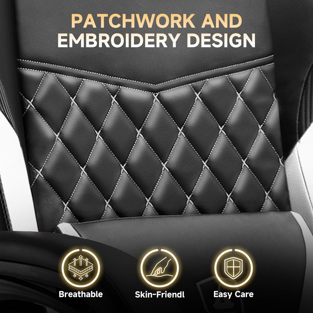Gaming Chair, High Back Leather Computer Gaming Chair with Footrest, Ergonomic Height Adjustable Office Chair with