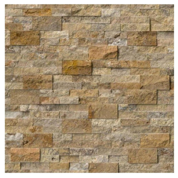 Glowing Autumn Splitface Stacked Ledger 6x24 Natural Stone Wall Tile Panel for Accent Walls, Kitchen Backsplash