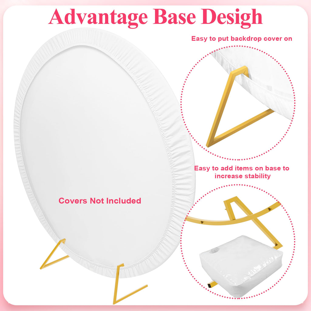 Round Backdrop Stand 7.2FT Gold Metal Circle Balloon Arch Frame