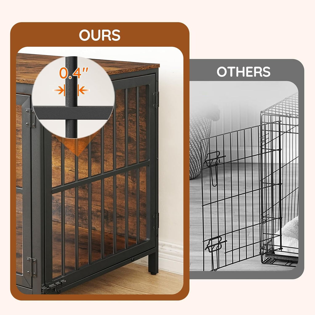 Heavy Duty Dog Crate Furniture, 31.5" Wooden Indoor Kennel with 3 Doors
