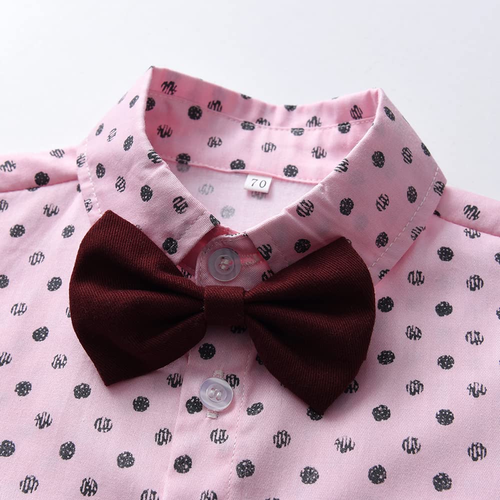 Summer Brother and Sister Matching Outfits Toddler Boys Gentleman Suits Infant Girls Dresses(Pink-boy, 100/ )