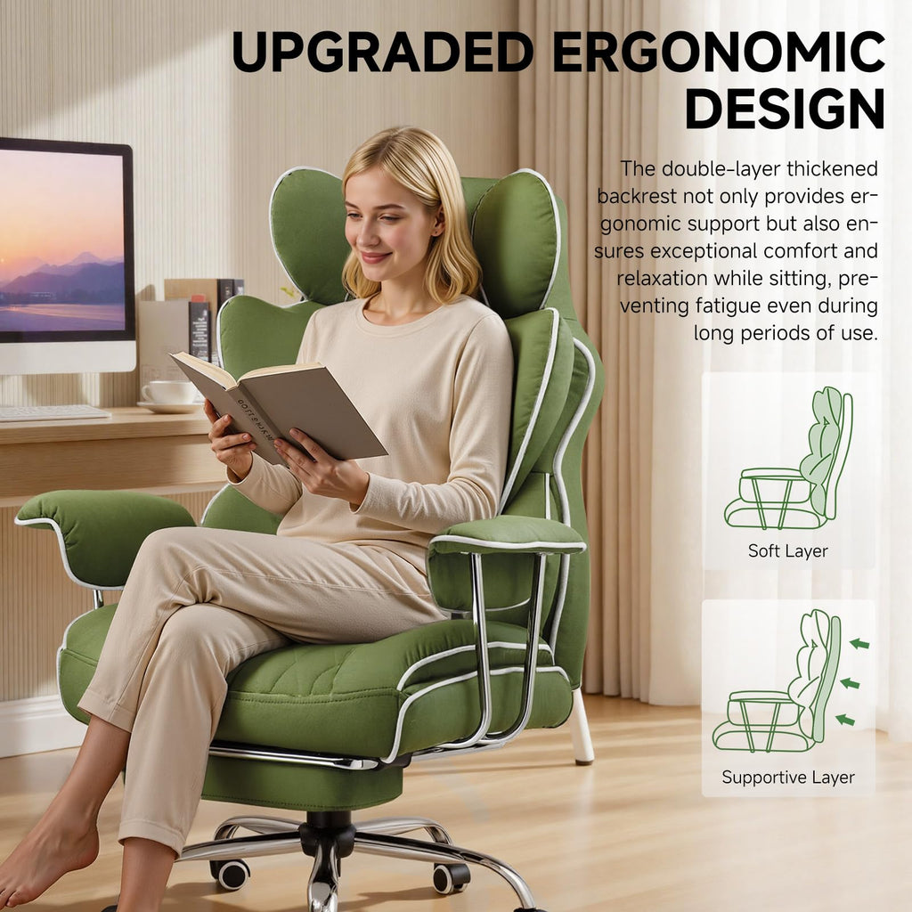 Big and Tall Gaming Chair with Pocket Spring Lumbar Support, Ergonomic Office Chair with Footrest, Executive Desk
