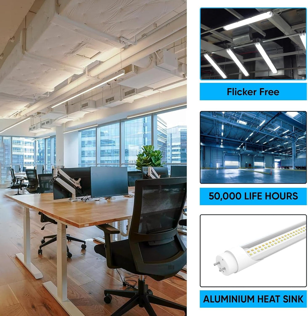 LEDMyplace 4FT LED T8 Ballast Bypass Type A+B Light Tube, 22W, 2860lm, Single/Double End Powered, ETL Listed