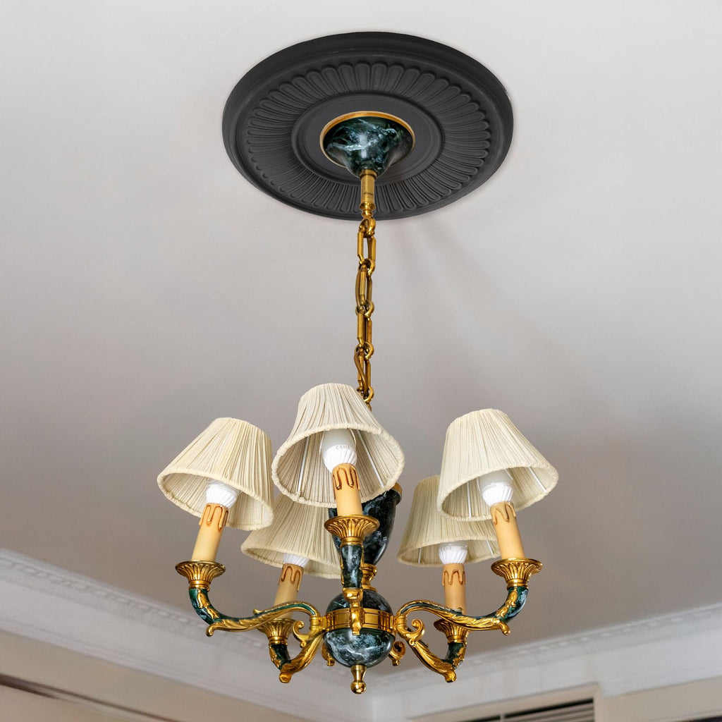 Black Ceiling Medallion, 13 1/5" OD x 3 2/5" ID PU Decorative Home Lighting Ceiling Cover Plate for Light Fixtures
