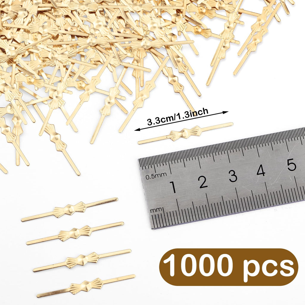 1000 Pcs Bow Tie Crystal Connectors for Chandelier, Gold