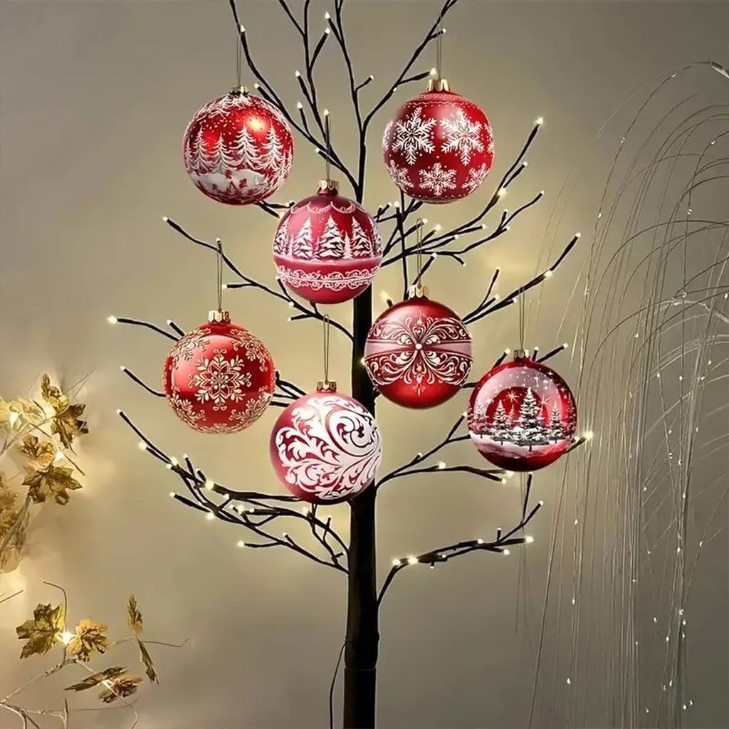 Christmas Wooden Ornaments Santa Gift Ball Tree Decorations Xmas Trees Snowflake Design Ornament for Tree Cute - Set of 12