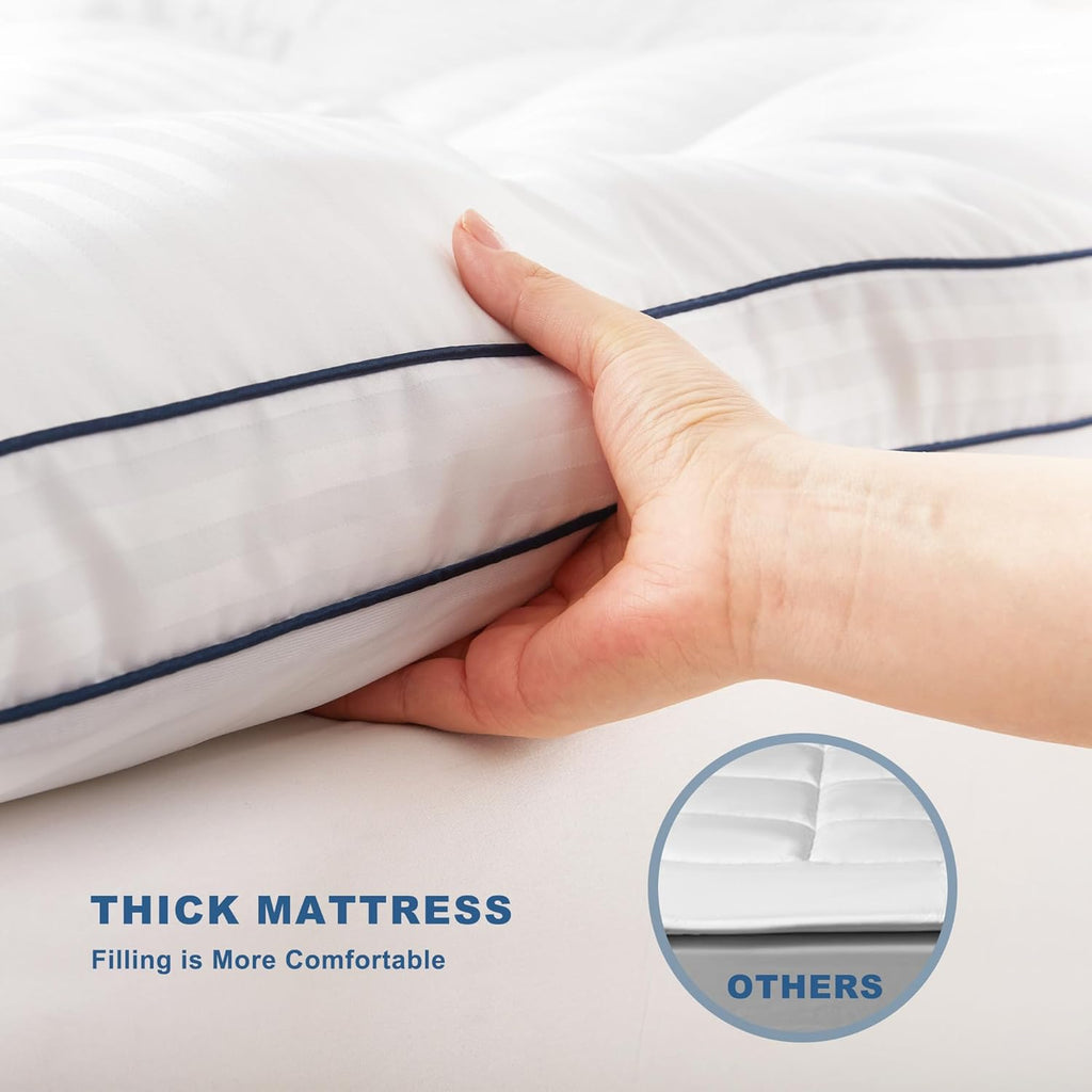 King Mattress Topper, Thick Pillow Top Bed Cover Soft Mattress Pad | Mattress Cover for Back Pain Relief,Cooling Deep