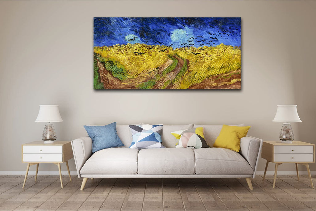 Vincent Van Gogh Canvas Wall Art, Wheatfield with Crows Famous Painting Print, Large Classic Artwork Picture Decor