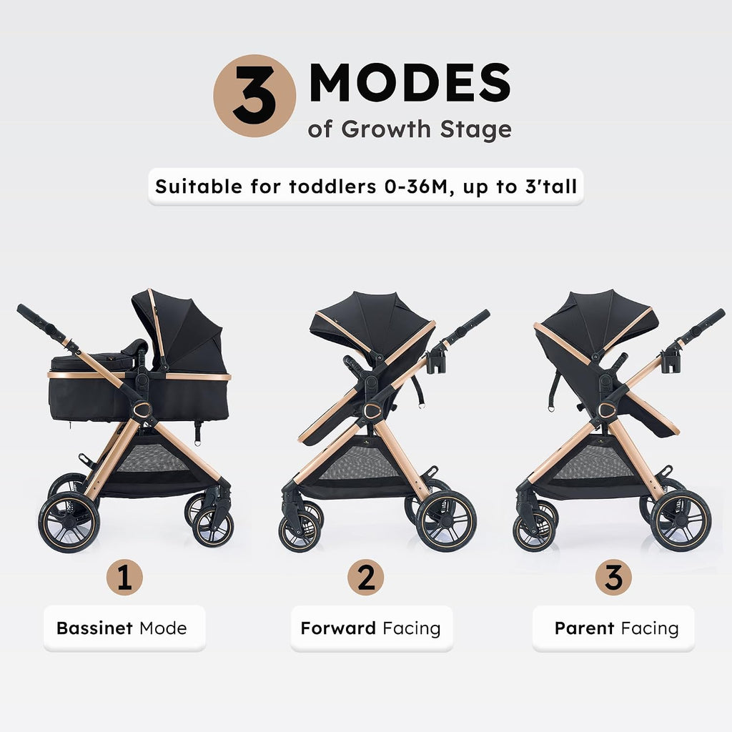 In-1 Convertible Baby Stroller for Newborn to Toddler