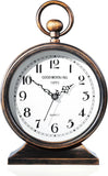AYRELY 7-Inch Vintage Mantel Clock with Handle,Antique Metal Desk Clocks Battery Operated,Retro Table Clock for