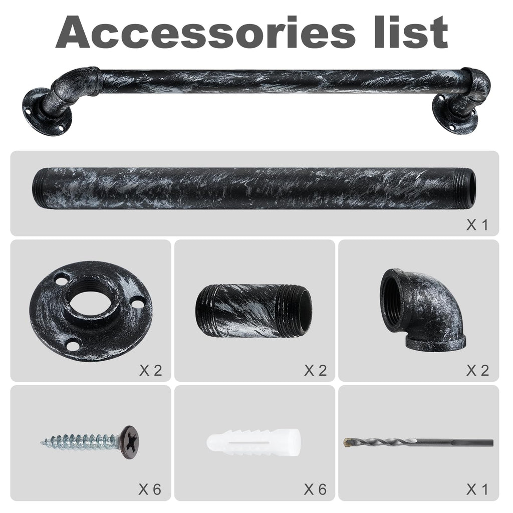 Staircase Handrails, Wall Hand Railing, Black Silver, 2FT