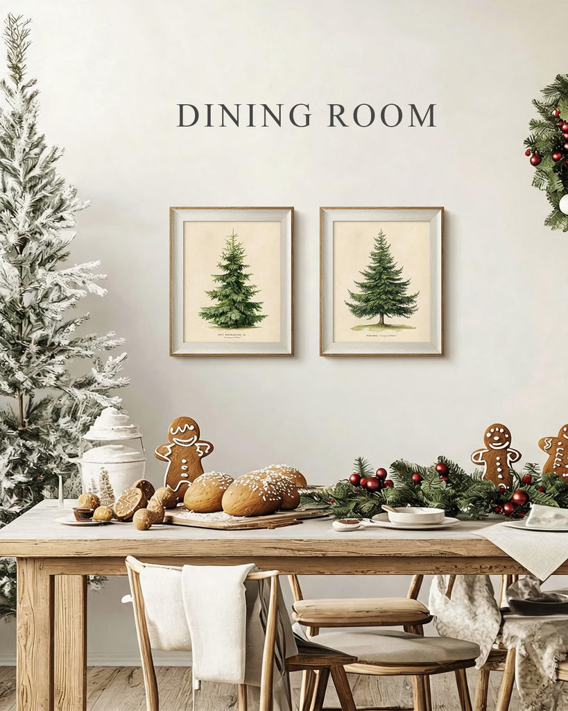 Framed Minimalist Rustic Christmas Tree Wall Art Set, 10x12 Inch