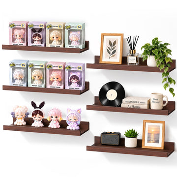 15.7x5.12" Floating Shelves for Wall, Room Decor, Raised Lip, 6 Pack