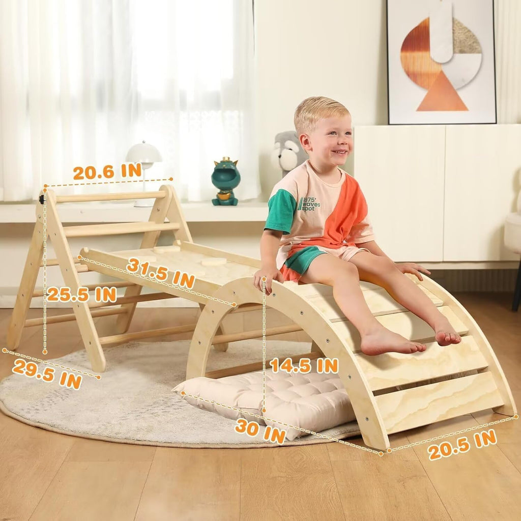 Triangle Set with Cushion, 7 in 1 Toddler Climbing Toys Indoor