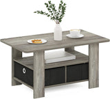 Andrey Coffee Table with Bin Drawer, French Oak Grey/Black