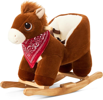 Pony Rocking Horse for Toddlers 6 Months to 3 Years, Wild Baby Rocking Horse with Safety Belt, Stuffed Plush Ride on