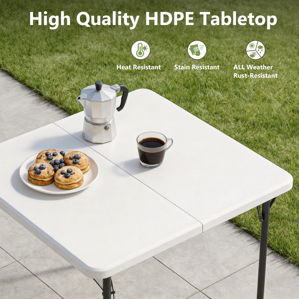 Folding Table, 36 Inch Square Foldable Card Table with Carrying Handle, Heavy Duty Fold-in-Half Portable Table No