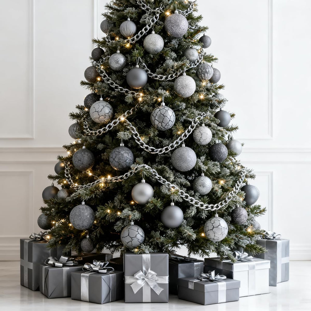 Gery Christmas Balls for 2026 Christmas Tree Ornaments - Set of 36
