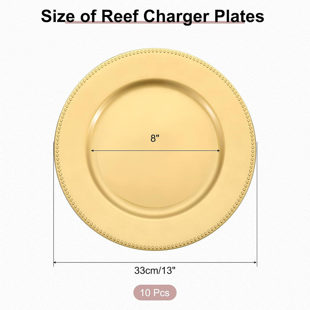 Charger Plates Bulk 13 Inch Plastic Charger Plates Round Plate Chargers for Dinner Wedding Party Event Table - Set of 10